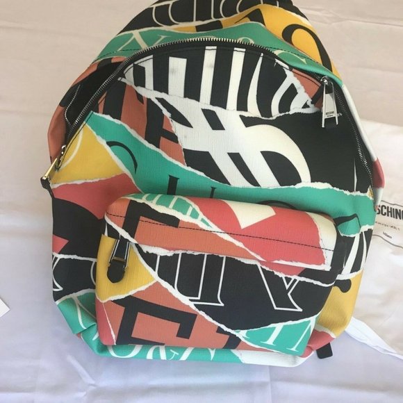SOLD! Moschino MULTI-COLOR ECO-LEATHER XL BACKPACK FAUX - Picture 12 of 12